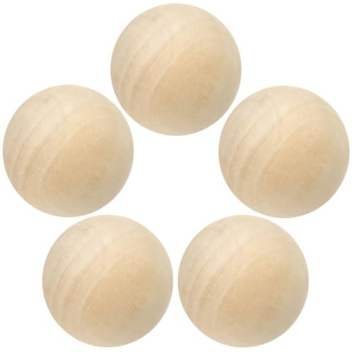 Acrux7 Lot de 5 boules rondes en bois brut de 7 cm pour travaux manuels, peinture, projets de bricolage, maison, décoration de Noël