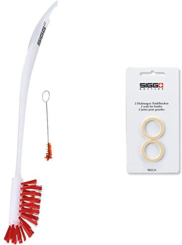 SIGG Cleaning Brush pour Couvercle et Bouteille SIGG, Brosse de Nettoyage Ultra-légère pour Lavage à la Main, Goupillon sans BPA Qui Convient au Lave-Vaisselle & 2 Joints pour gourdes