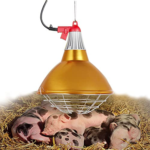 Aprilhp Wärmelampe Hühnerstall Heizung, Wärmestrahler Aus Aluminiumlegierung für Tiere Lämmer Ferkel und Welpen, Heizlampe Küken mit 250w Glühbirne und Dimmbarer Schalter, 220v