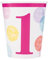 Unique 82182 Paper Cups-266 ml-Pink Dots 1st Birthday-8 Count (Pack of 1), Multicolour