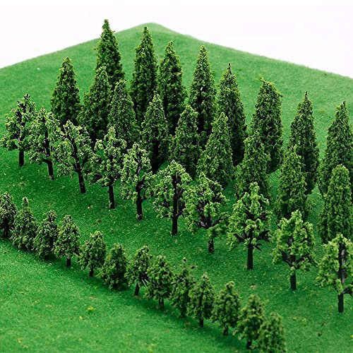 Modell Bäume Miniatur 50PCS Miniaturbäume für Modelle,Miniatur-Modellbäume,Künstliche Baummodelle Dekoration Baum,Gemischtes Grünes Mini-Baum-Set Landschaft Architektur Landschaftsmodell Bäume