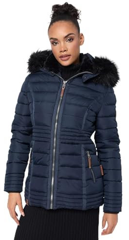 Navahoo warme Damen Winter Jacke Steppjacke mit Teddyfell B900 [B900-Umay-Pri.-Navy-Gr.S]