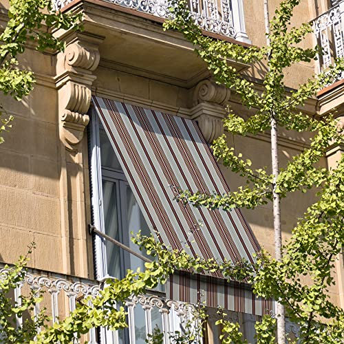INTRECCI Tenda da Esterno per Balcone con Anelli in Tessuto, Tenda da Sole Tessuto Resistente per Balcone con Anelli Lavabile a Caduta Tende a Righe Africa (150x250 cm, Marrone)