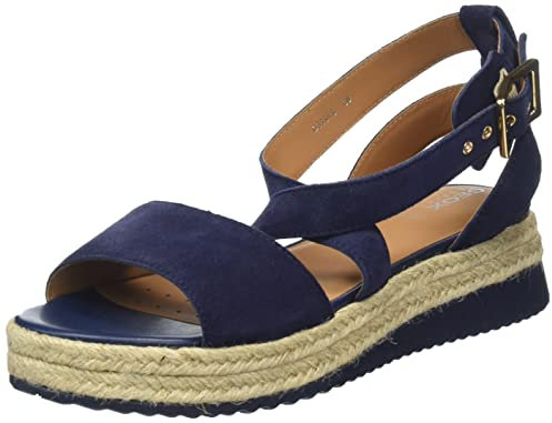 Geox Femme D Eolie Espadrilles Wedge Sandal, Bleu Marine, 36.5 EU