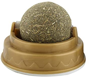 FROVOL Balles d'herbe à chat, jouets interactifs rotatifs en feuille de menthe naturelle pure, jouets pour enlever les poils des chats, peuvent être collés sur le mur, nettoyage des dents, jouet à la