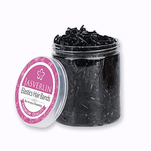 JASVERLIN 2000PCS Mini Rubber Bands, Black Hair Elastic Bands Ponytail Holders Elastic Rubber Bands Accessories for Baby Toddler Girls Women | Small Ponytail Holders, Stretchy Hair Ties, Styling Accessories for Teens and Women