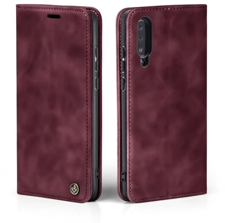 LBH Handyhülle für Samsung Galaxy A50 in Weinrot mit Karten- und Geldfach Smartphone Hülle mit Standfunktion Flip Case Schutzhülle Magnetverschluss Vintage