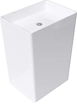 doporro freistehendes Standwaschbecken BTH: 60x42x80cm Colossum36 weiß aus Gussmarmor Waschtisch Waschplatz Standsäule