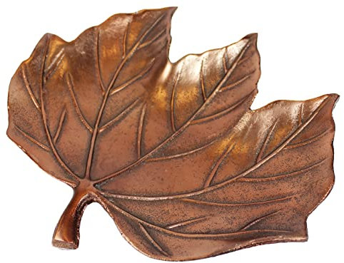 Arnusa Dekoschale Herbstlaub Schale aus Metall Aluminium Bronze-Optik 32x29 cm Servierschale Tischdeko Dekofigur