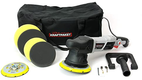 Dino KRAFTPAKET 15mm-950W Exzenter Poliermaschine Set (12-Teile) mit 125mm 150mm Stützteller und vier Pads