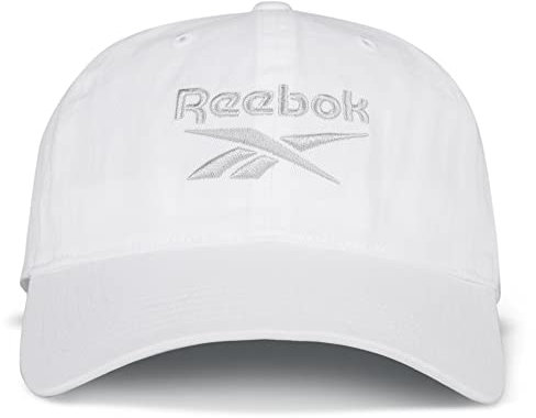 Reebok Uni Casual Relaxed Logo Cap with Adjustable Strap for Men and Women (One Size Fits Most) Baseballkappe, Weiß, Taille Unique