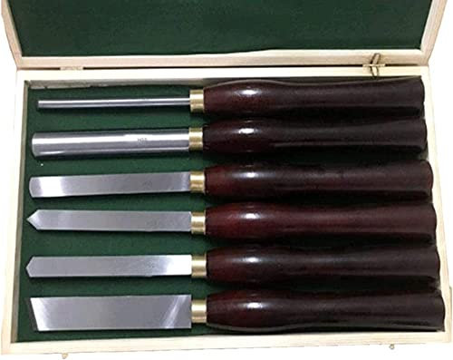 OITTo 6-teiliges Drehmeißel-Set Holzkiste Aufbewahrungsbox, Hochgeschwindigkeitsstahl HSS + Buchenmaterial
