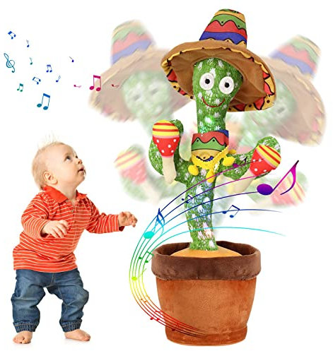 seOSTO Jouet Cactus Peluche Qui Danse et Parle/Repete Ce Qu on Dit pour Enfants Adultes