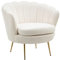 HOMCOM Fauteuil Coquillage Fauteuil Design dim. 79L x 77l x 77H cm Pieds dorés effilés Molleton Polaire Blanc
