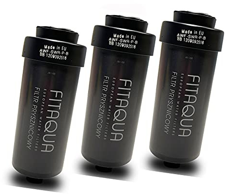 FitAqua 3x Duschfilter Antiscaling – Chlor & Kalk, matt schwarz | Universeller Wasserfilter für Dusche, 1/2 Zoll – schützt Haut & Haare, Wechselintervall 6 Monate / 5000 L