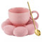 ARISKEY Jolie tasse à café pour femme, tasse à thé et soucoupe avec cuillère, 200 ml pour latte et lait, passe au lave-vaisselle et au micro-ondes, convient pour maman, rose pêche