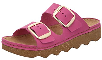 Rohde Damen Pantolette Nubukleder goldene Schnalle Sommerfarbe Foggia-D 6222, Größe:38 EU, Farbe:Pink