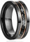 NUNCAD Anello Nero da 8 mm per Uomo Fascia Nuziale Sfaccettata Anello in Tungsteno con Bordo Martellato, Foglia d'Oro e Intarsio di Meteorite 19.5