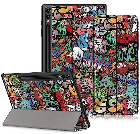 DINGGUAGUA Custodia per Samsung Galaxy Tab S9 Plus 12.4 2023 SM-X810/X816B/X818U Tablet,Cover con Funzione Supporto,Graffiti