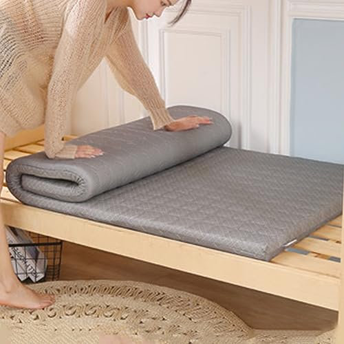 4cm Dicke Feste Matratzenauflage Queen,Matratzenauflage Aus Hochdichtem Schaumstoff Mit Hautfreundlichem Abnehmbar Waschbarem Bezug,Gedächtnisschaum-Bettauflage Voll,Grau,70x190cm/28x75