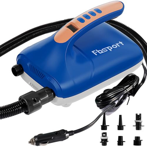 FBSPORT Gonfleur Electrique Paddle 20PSI, 12V DC Pompe Paddle Electrique avec Fonction d'arrêt Automatique et Affichage LCD, Gonflage et Dégonflage 2 en 1 pour SUP, Bateaux Gonflables, Kayaks, Matelas