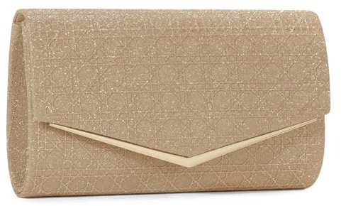 BAIGIO Clutch Gold Abendtaschen Damen Handtasche Brauttasche Glitzer Clutch Damen Elegante Tasche Envelope Tache Strass Handtasche Umhängetasche für Party Hochzeit Gold Kettentasche