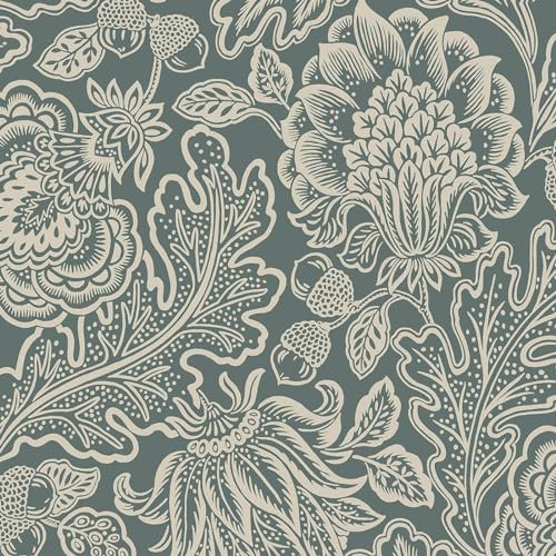 Belgravia Fernhurst Floral Trail Wallpaper – Flowery Wallpaper with Metallic Detailing – Modern Wallpaper for Living Room, Bedroom, Hallway – Decorative Luxury Wallpaper – Green