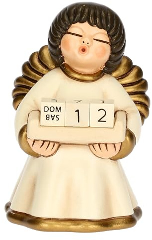 THUN, Calendario con Angelo in Ceramica Decorata a Mano, Idea Regalo, 7.8 x 7.5 x 11 cm h
