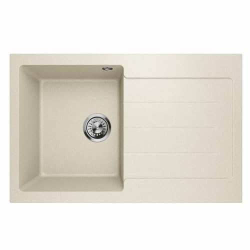 Lavello Decoro 1.0 - Fregadero individual con escurridor, color arena beige - derecho
