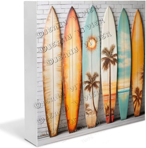 NANVIER Surfbrett-Holz-Schild, Surf-Geschenke für Familie, lustiges Esszimmer-Dekor, Regal-Dekor für Mädchen, Schlafzimmer, Tischdekoration, Ideen, Holzblock-Schilder für Regal,