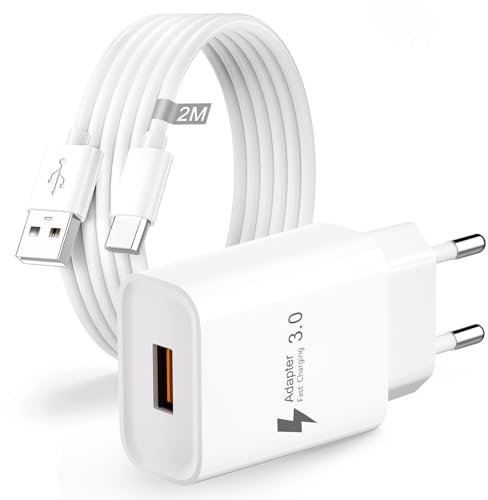 Chargeur USB Charge Rapide,Quick Charge 3.0 Adaptateur Prise USB Secteur Chargeur Telephone avec Câble USB C 2M pour Samsung Galaxy A13 A14 A15 5G S10 S9 S8 S23 S22 S21 S20,Xiaomi Redmi (CA-25)