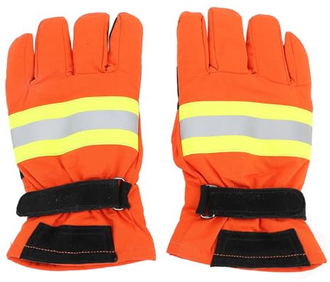Luocute Feuerwehrhandschuhe, Hitzebeständig, Flammhemmend, Wasserdicht, Schweißhandschuhe mit Reflektierenden Streifen, Universell für Erwachsene, Unisex, Feuerlöschen, Rettung,