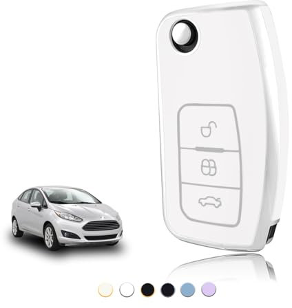 TOOMUME Coque Clé TPU, Etui Clé Étui Clé Adapté pour Ford Fiesta Focus Mondeo Tourneo Ecosport Galaxy Kuga Falcon Fusion Escort Ka B-Max, Couvre Clef Cache Cle Voiture Telécommande - Flip Key