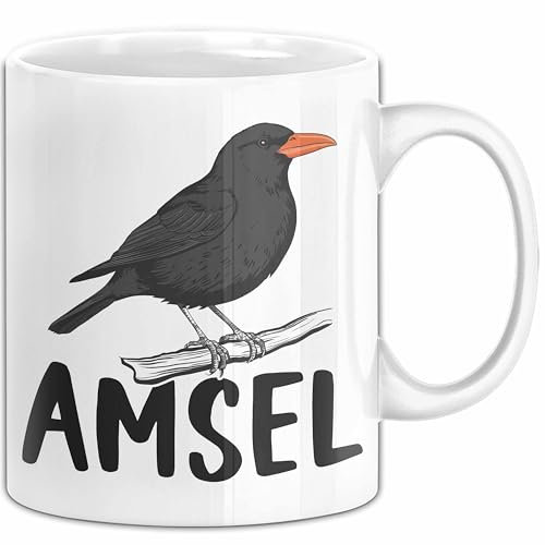 Amsel Vogel Tasse Geschenk Vogelbeobachter Ornithologe Biologe (Weiß)