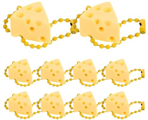 TOPBATHY 10 StüCk KäSe AnhäNger SchlüSselanhäNger, Bunte Perlenkette, Niedliche Cartoon Design, Partygeschenk, SchüLer Rucksack Dekoration, 8x2x1cm, Gelb