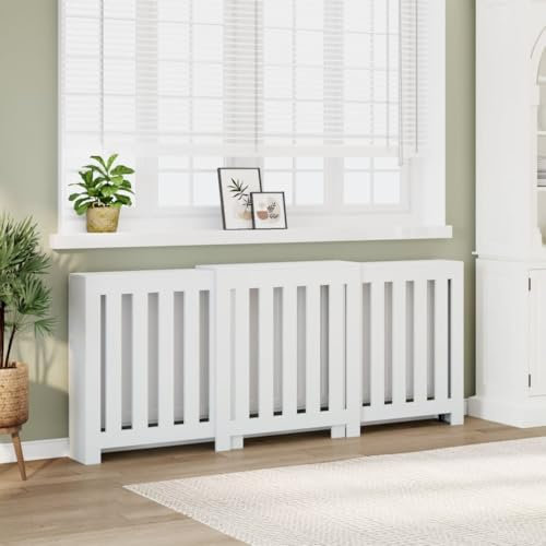 Canditree 205 cm Adjustable Radiator Cover, Adjustable Radiator Cabinet, Heater Cover for Living Room Bedroom (White)