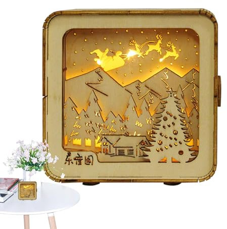 Duroecsain Luz Nocturna, Puzzles para Adultos | Lámparas de Mesa talladas de Madera | Juguetes educativos de Aprendizaje Hechos a Mano, Lámpara de Escritorio de Dormitorio Linda, luz Nocturna para