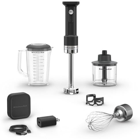 KitchenAid Go Batidora de mano inalámbrica con accesorios - batería incluida, KHBRV75BM