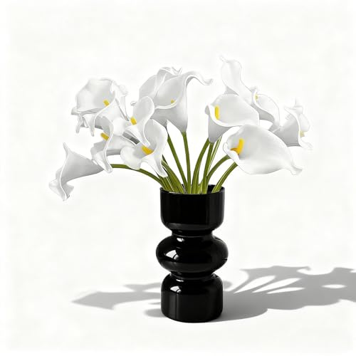 MSINMINW Künstliche Calla-Lilien, Blumenstrauß, 34,9 cm langer Stiel, künstliche Calla-Lilien, fühlen sich echt an, Latex-Blumen für Heimwerker, Hochzeit, Braut, Segen, Geschenk, Heimdekoration (12,