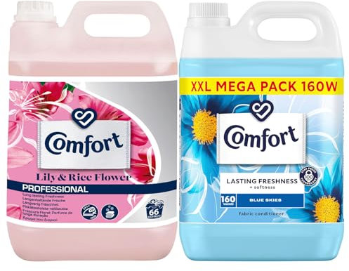 Comfort Fabric Softener & Conditioner 2-Piece Giftset 1x Lily & Rice Flower 4.8L 1x Fresh Classic 4.8L Luxurious Comfort for Clothes, Long-Lasting Freshness, Ideal for All Fabrics, Perfect Giftset