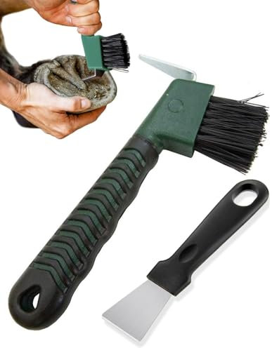 Hufkratzer Pferdekopf Hufauskratzer,Hufpflege für Pferde, mit Bürste 2 in 1 Hufauskratzer Pferdepflege Zubehör Antirutschgriff Pferd Grooming Tools für Saubere Hufe zur Hufpflege und Klauenpflege