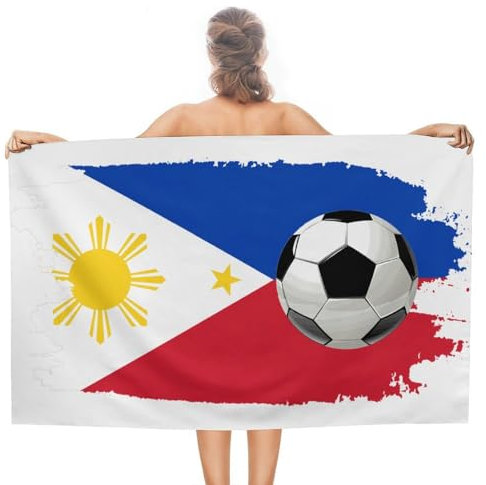 CustonCares Football Theme Philippines Beach Bath Towel Microfiber 31x51 Inch Gift for Men Boy Football Player Lover Fans Travel Towels for Spa Swim Gym Camping Outside Absorbent Sand Free No-Shrink