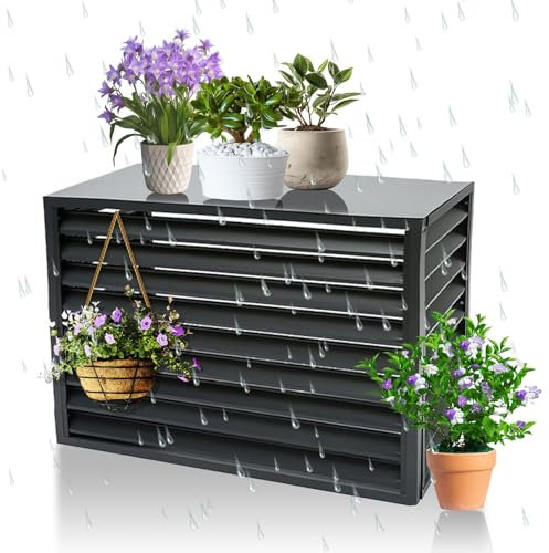 Cache Climatiseur Exterieur Aluminium, Pompe à Chaleur Couvercles, pour une Intimité et une Réduction du Bruit à L'extérieur(Grey,100cm)