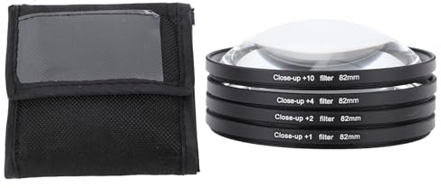 Elprico Nahaufnahme Makro-Objektivfilter-Filterkit mit +1, +2, +4, +10 Objektiven für die Fotografie, Optische Glasfilter, Doppelgewindekonstruktion, Schutzbeutel für Verschiedene (82 mm)