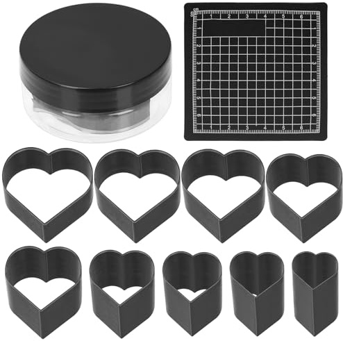 Rustark 10 Stück Herzförmiges Leder Lochstanzwerkzeug Set mit Schutzmatte Herz Stanzwerkzeuge Lochwerkzeug Set Leder Stanzwerkzeuge für handgemachte DIY Lederarbeiten