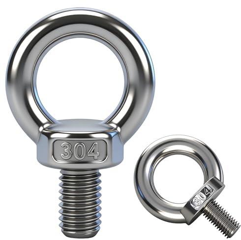 YOOZIYA 5 pièces Vis à œillet M10 en Acier Inoxydable A2 V2A 304,Vis à Anneau,Boulons à Œillet Rond pour Fixation,Suspension,Pots de Fleurs,Dispositifs de Levage