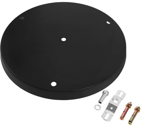 QUMIIRITY Rosace de Luminaire Noire 280 Mm Diamètre, Rosace de Plafond 3 Trous en Métal Épais, Plaque de Recouvrement pour Plafonnier Suspendu, Accessoire pour Lustre, Remplacement