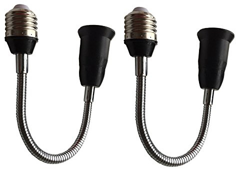 Eleidgs 2 PCS 29cm de long souple col de cygne E27 à E27 LED Extend adaptateur E26 to E26/E27 Extend Rallonge adaptateur (11.4in)