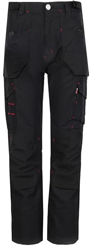 TuffStuff - Elite Work Trousers, Black - 32 Waist, Regular 30 Length - Lightweight Rip-Stop Cargo Work Pants with TuffTex Reinforcement - Adjustable Waist, Kneepad Pockets, & Reflective Trim