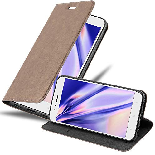 Cadorabo Hülle kompatibel mit Xiaomi Mi A1 / Mi 5X aus Premium Kunst Leder Flip Klappbare Stoßfeste Magnetische [Standfunktion] [Kartenfächern] Cover Hülle für Xiaomi Mi A1 / Mi 5X Tasche in Braun